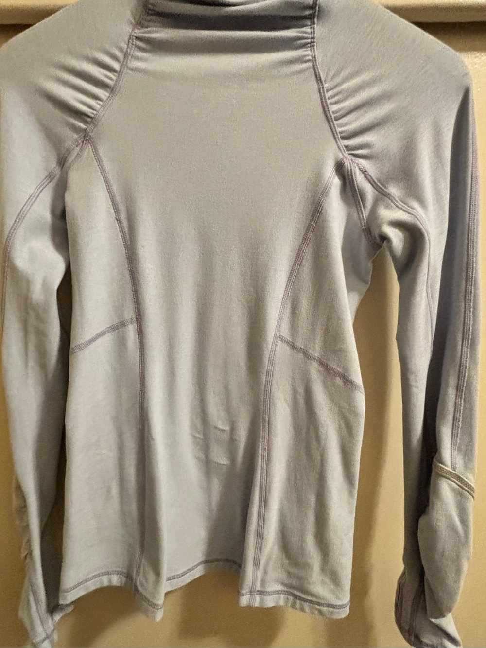 Lululemon Rulu Run Long Sleeve mock neck shirt “ warm it up “ in Heather Gray